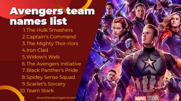 avengers team names list