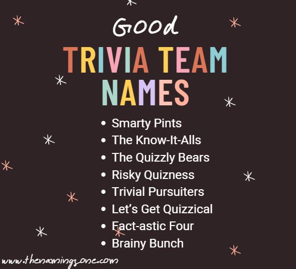 good trivia team names