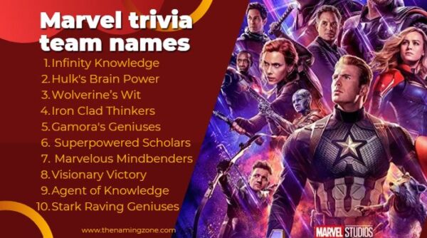 marvel trivia team names