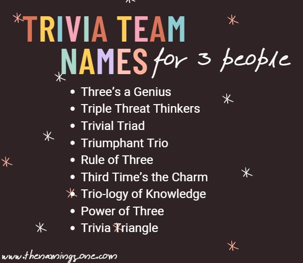 trivia team names for 3 people