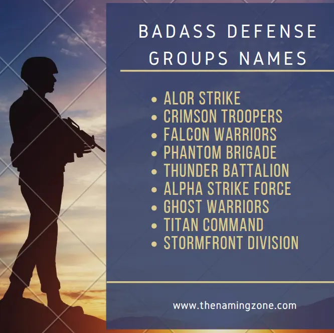 Badass Defense Groups Names